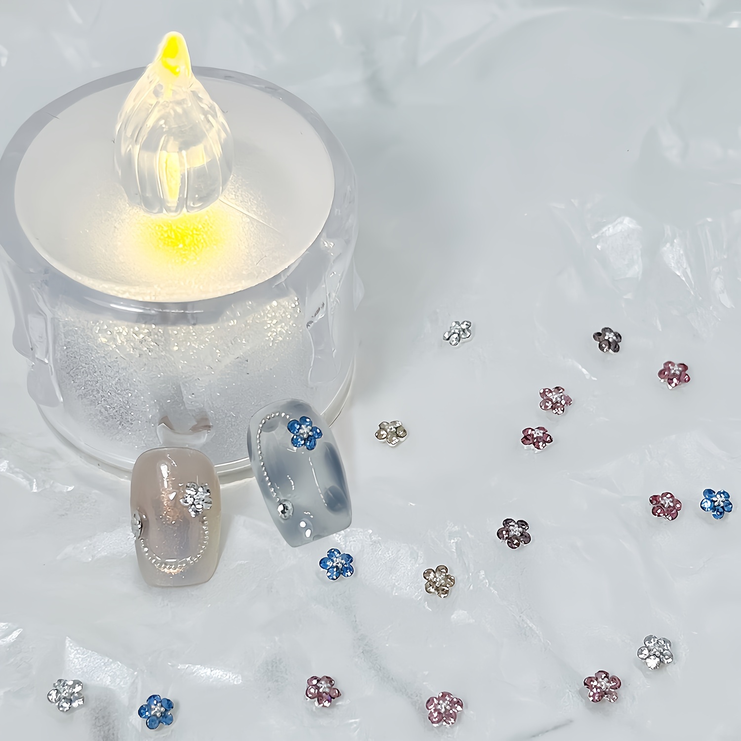 

Nail Ornaments Random Mixed 12pcs - Mini Small Beads Diamond Five-petal Flower - Metal Base Texture Three-dimensional Shiny Nail Small Accessories