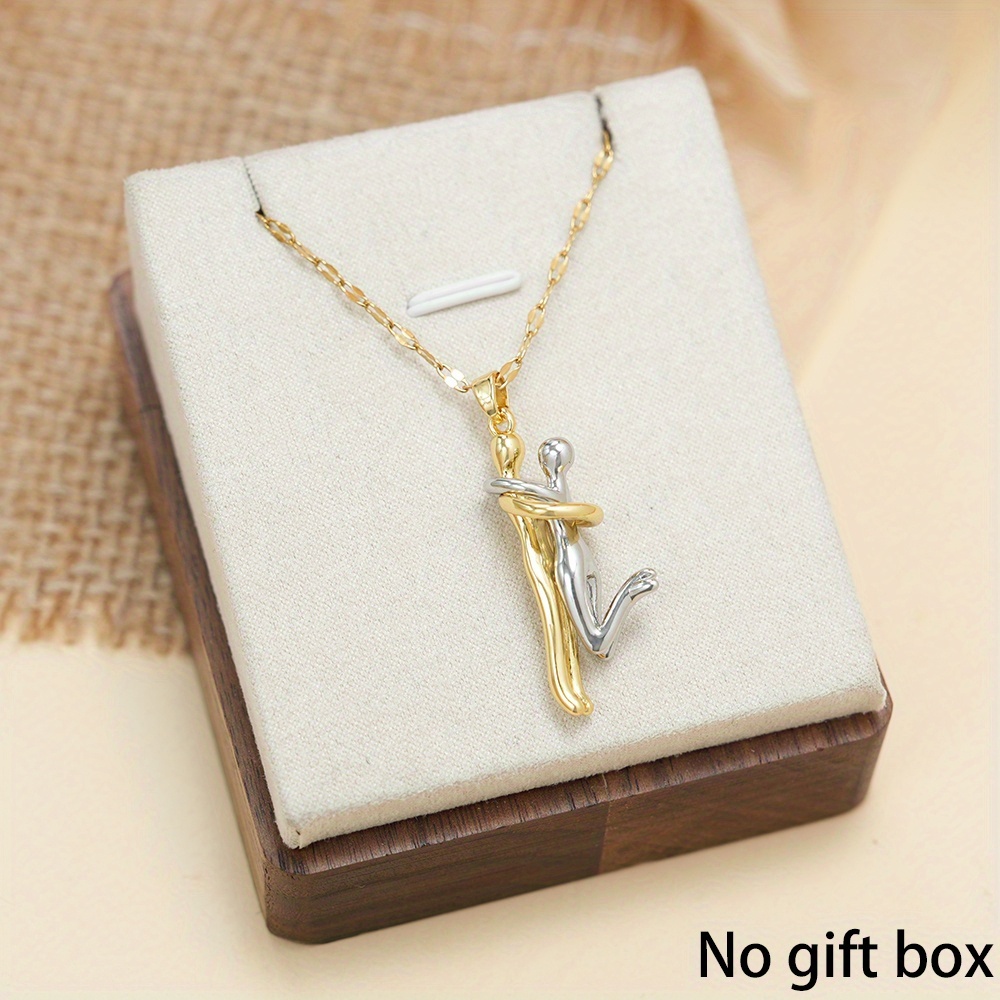 Fashionable Couple Embrace Dance Pendant Necklace, Suitable For Ladies To . Stainless Steel Collarbone Chain, Festival Jewelry Gift