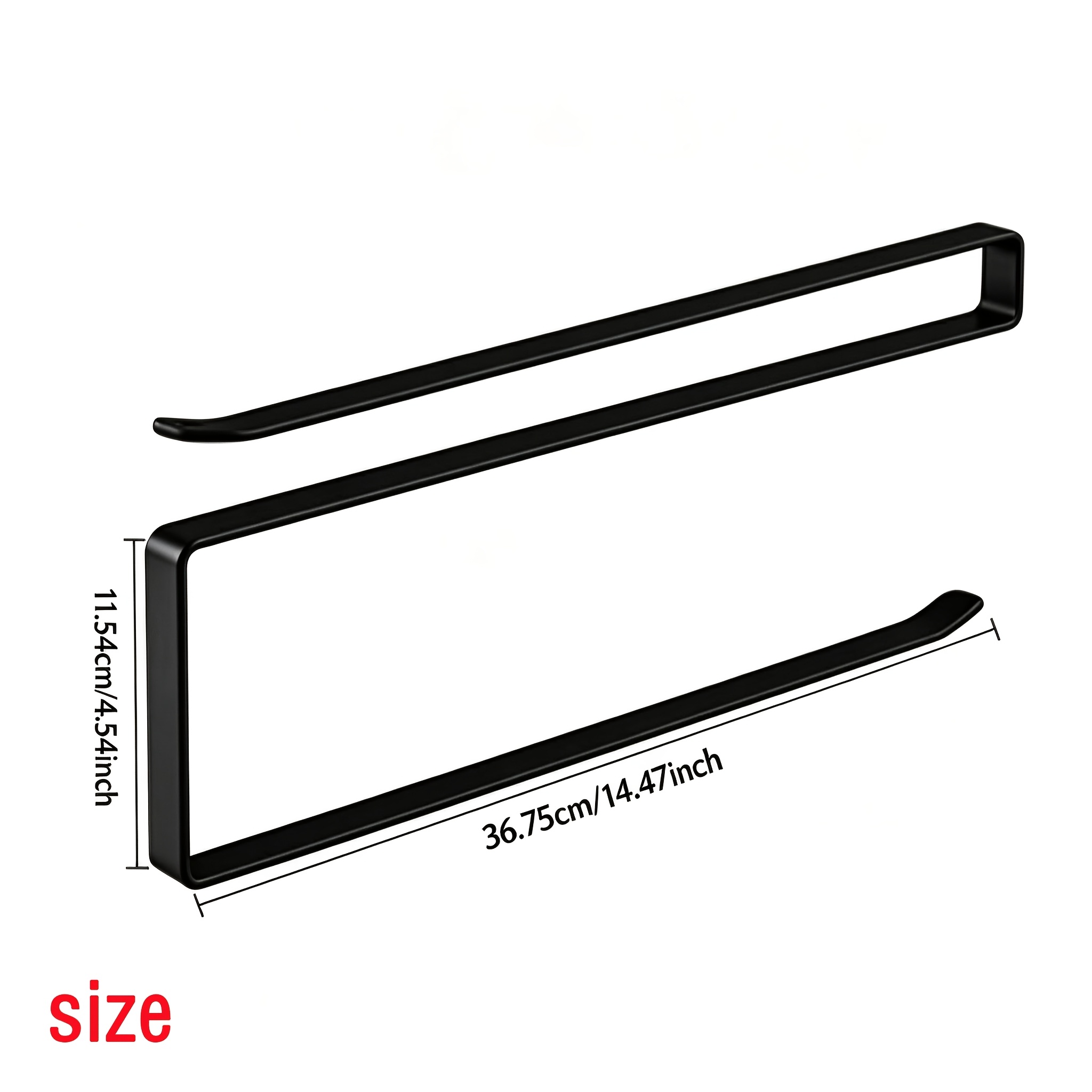 TEMU 1pc No-drill Paper Towel Holder, Wall-mounted Roll Holder, Under-cabinet Storage Rack For Kitchen, Bathroom, Living Room, Towel Rack, Plastic