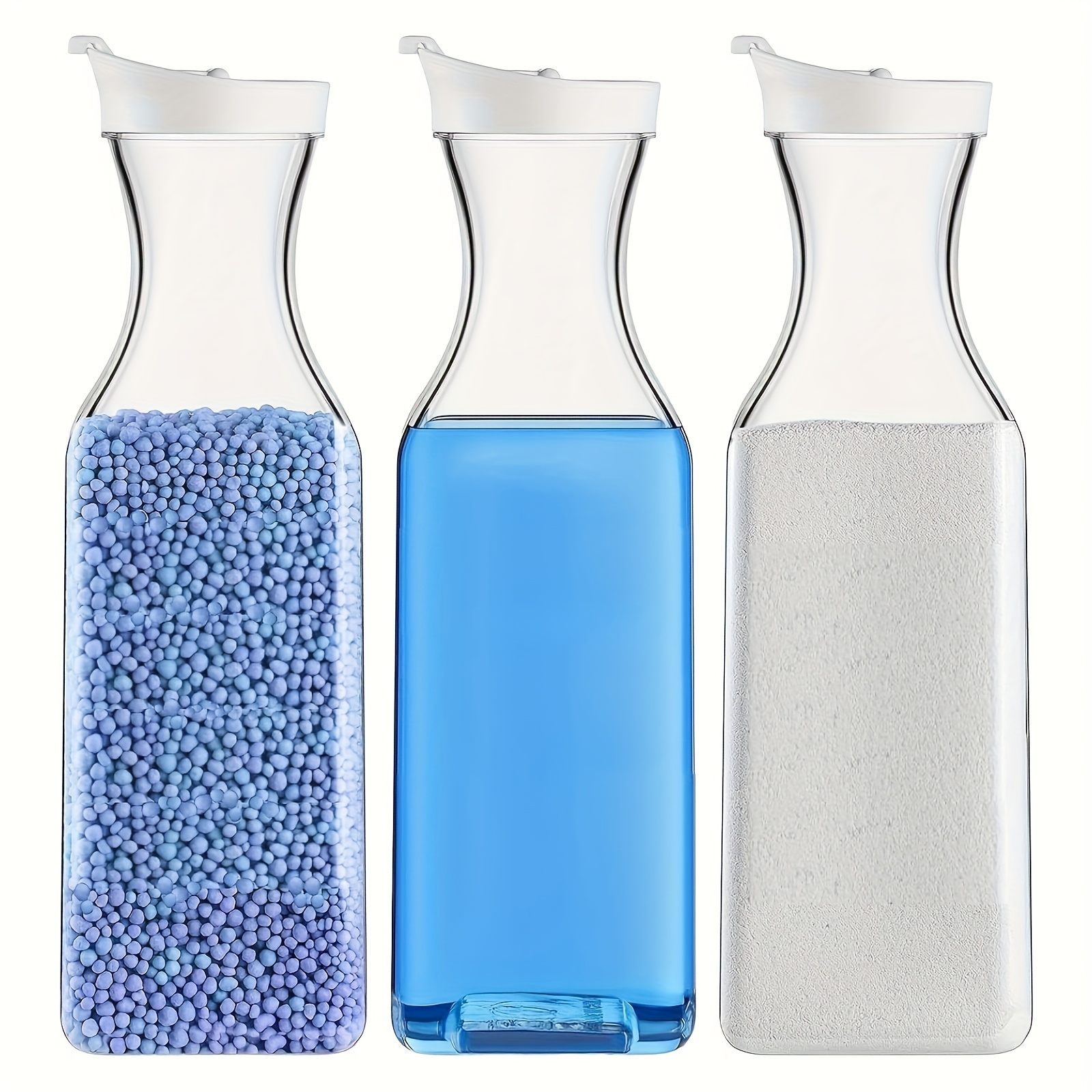 TEMU [laundry Dispensers]3pcs 1500ml Square Plastic Lotion Dispensers - Detergent Dispenser, Fabric Softener Dispenser, Container, Fragrance Enhancer