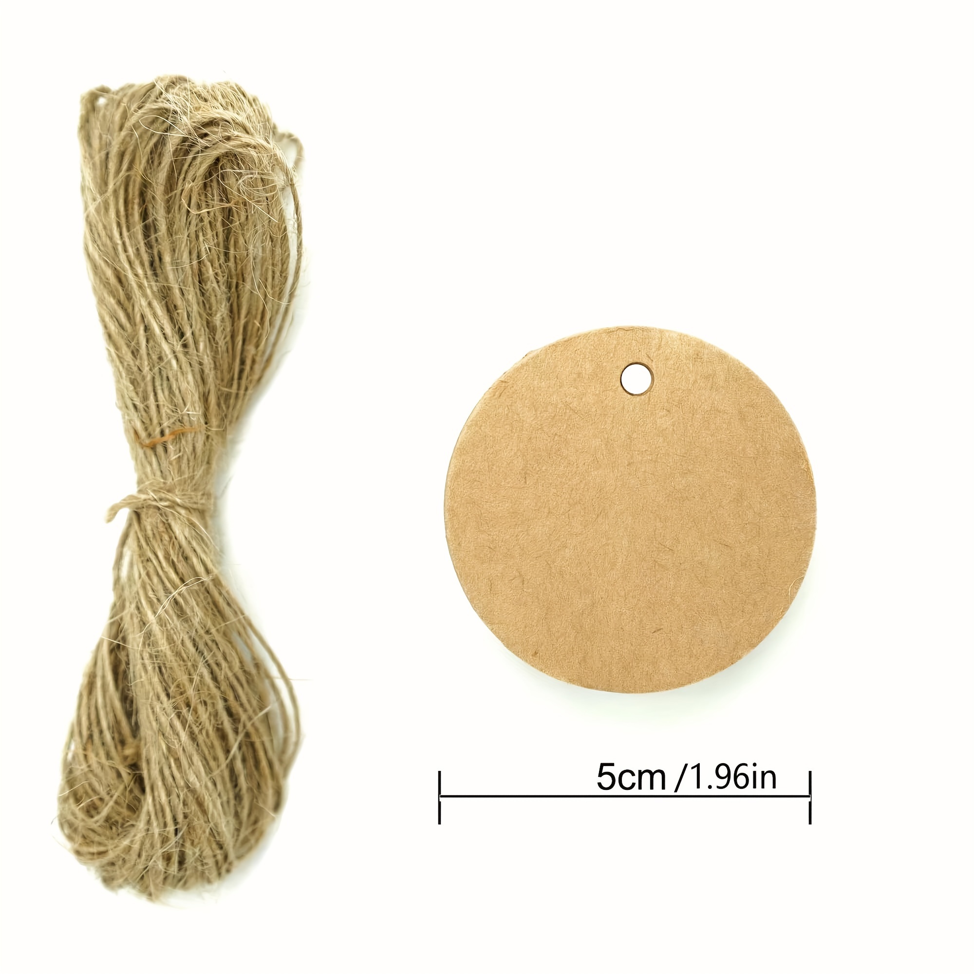 100pcs Circular White Cardboard Black Cardboard Paper Gift Tags, Blank Gift Tags, Hang Tags 20 Meters Cards