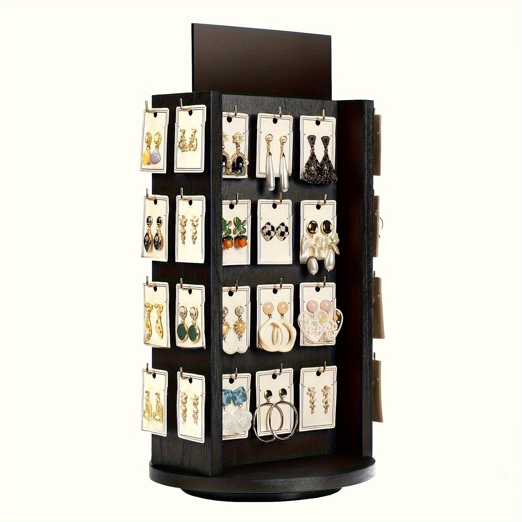E-shop Drehbare Ohrring-Display-Regal im rustikalen Stil mit Aufsteller – Schmuck-Organizer mit 40 Haken für Boutiquen, Handwerksbetriebe und