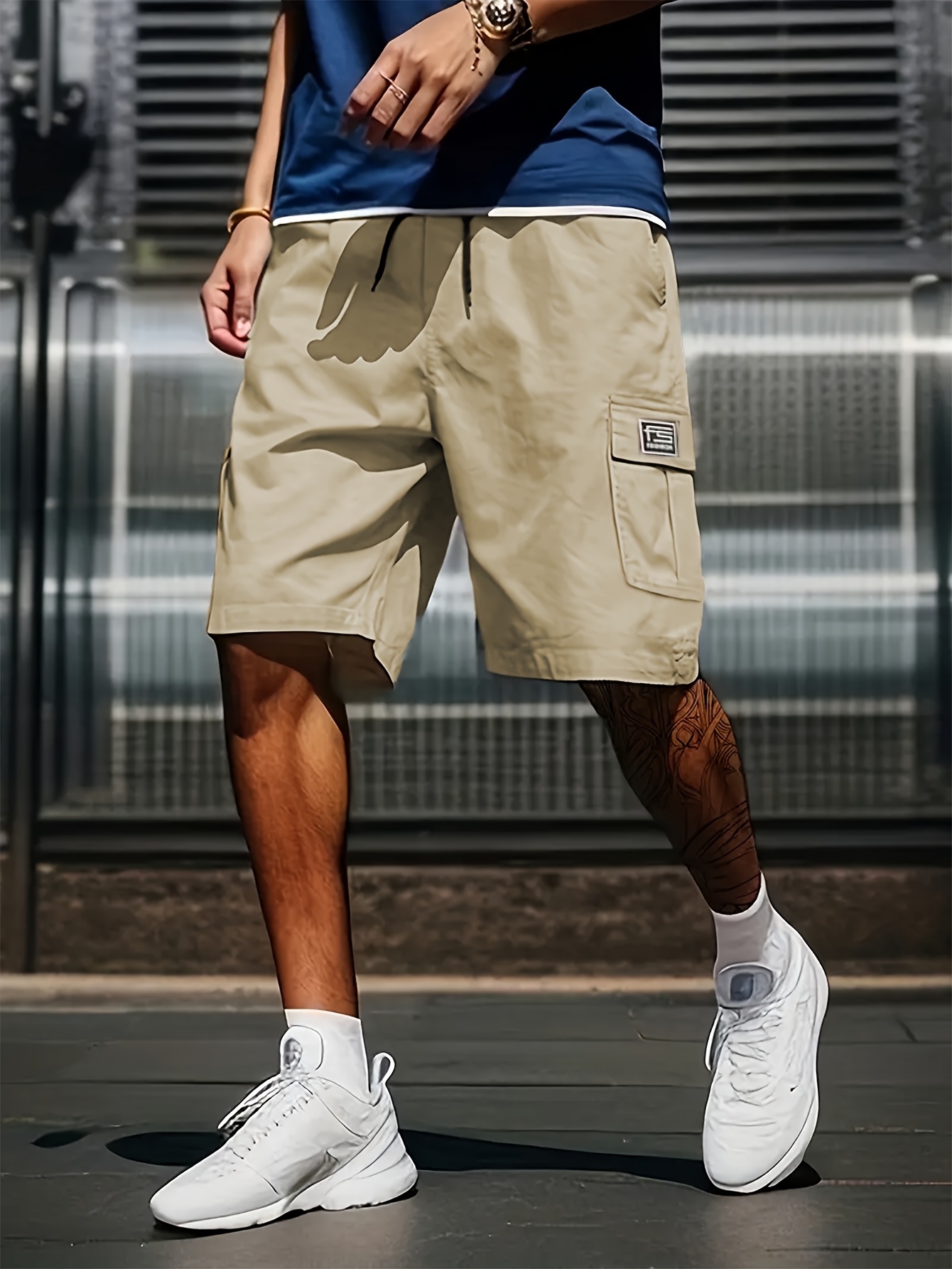 Men’s Loose Fit Alphabet Print Shorts | Casual Polyester Streetwear with Pockets