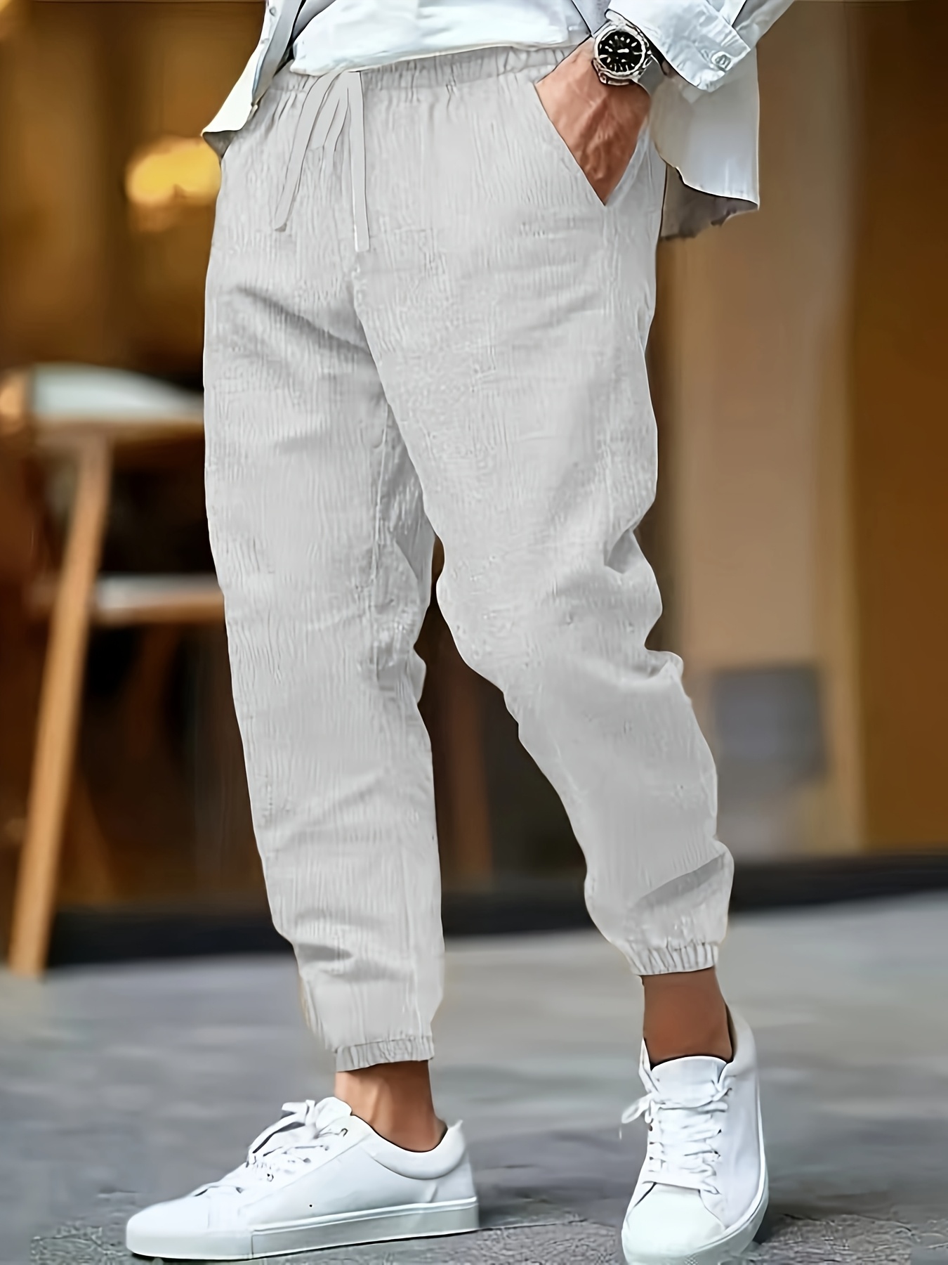 joggers lino hombre pantalones casuales Temu Argentina