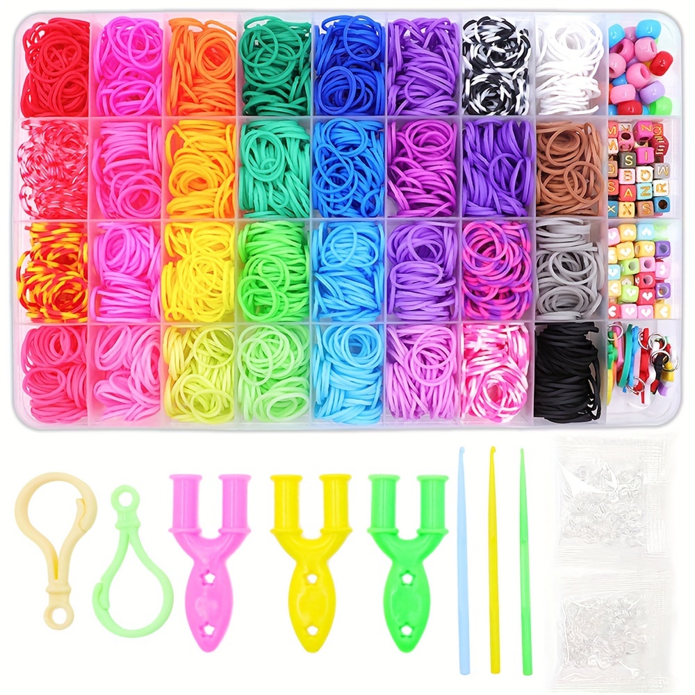 

Kit de Tissage de Perles en Silicone de 2500 Pièces - Ensemble de Fabrication de Bracelets DIY avec Animaux & Floraux, Breloques Lettres - -en-ciel Mignon, Pas d'Électricité