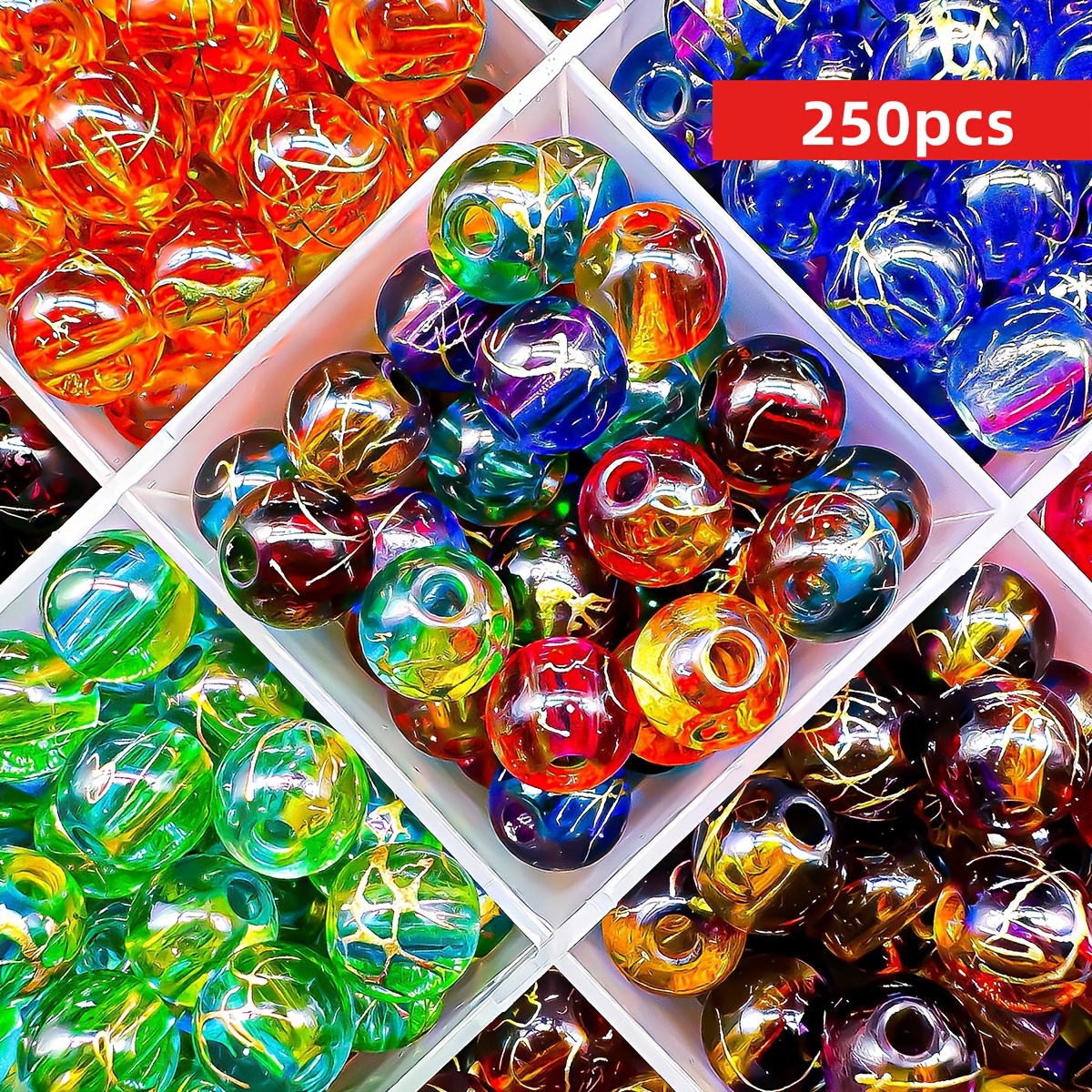 E-shop 250/125 Stück 8mm zweifarbige gestreifte runde bunte Acrylperlen für Schmuckherstellung DIY Paar-Armbänder Halskette einzigartige Handykette