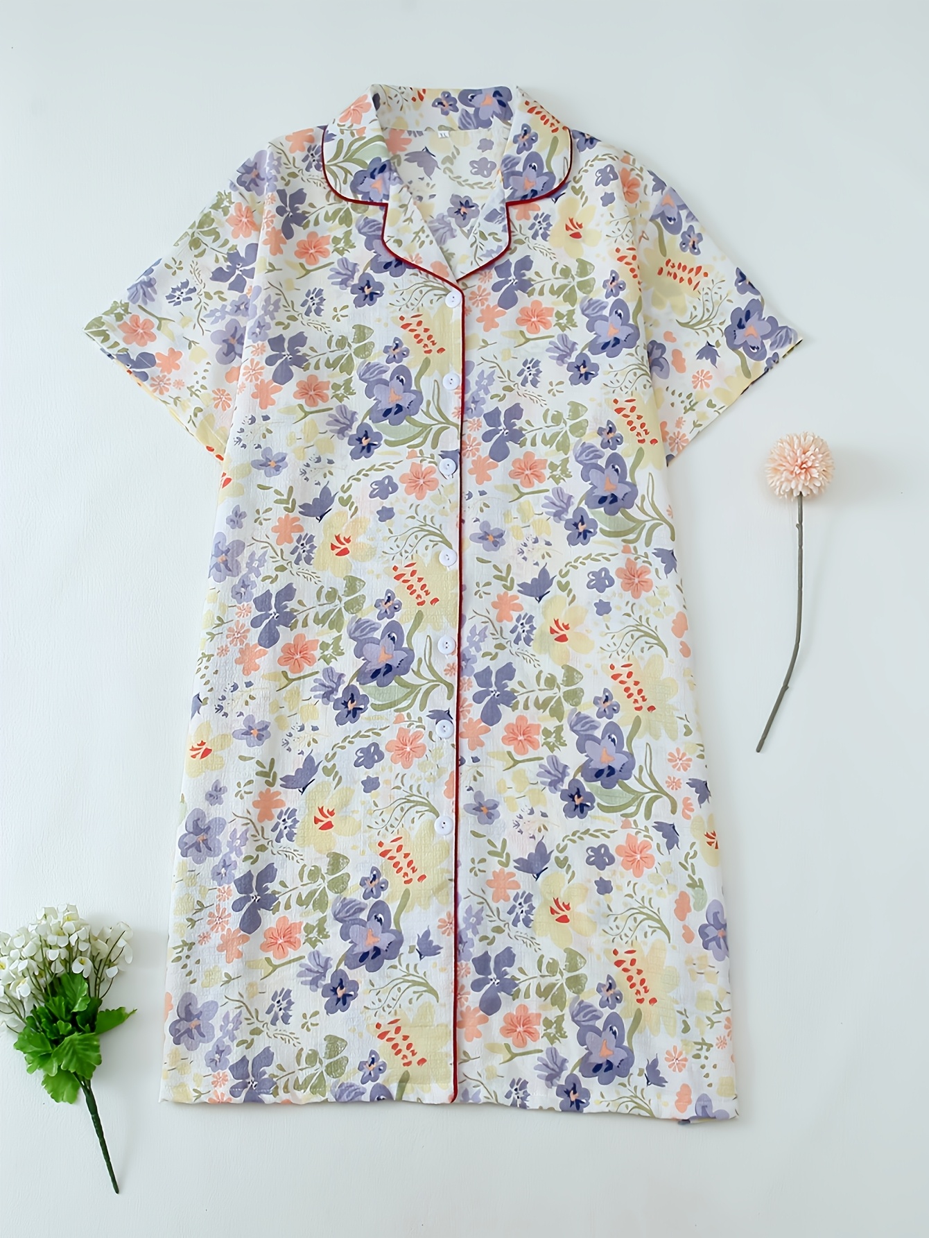 elegant plus size floral print shirt dress vibrant orange Temu