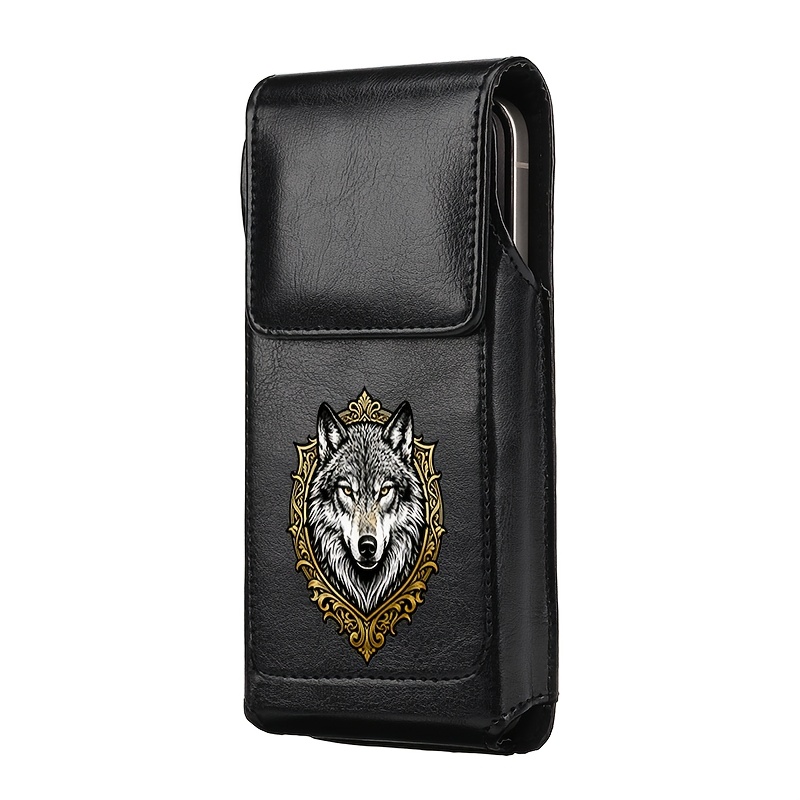Image of Men's Wolf Head Pattern Belt Clip Bag, Belt Phone Bag, Can Store Mobile Phones And Other Small Items, Fashionable And Full Of Men's Charm, Suitable For Multiple , Is An Gift, 2d Printed