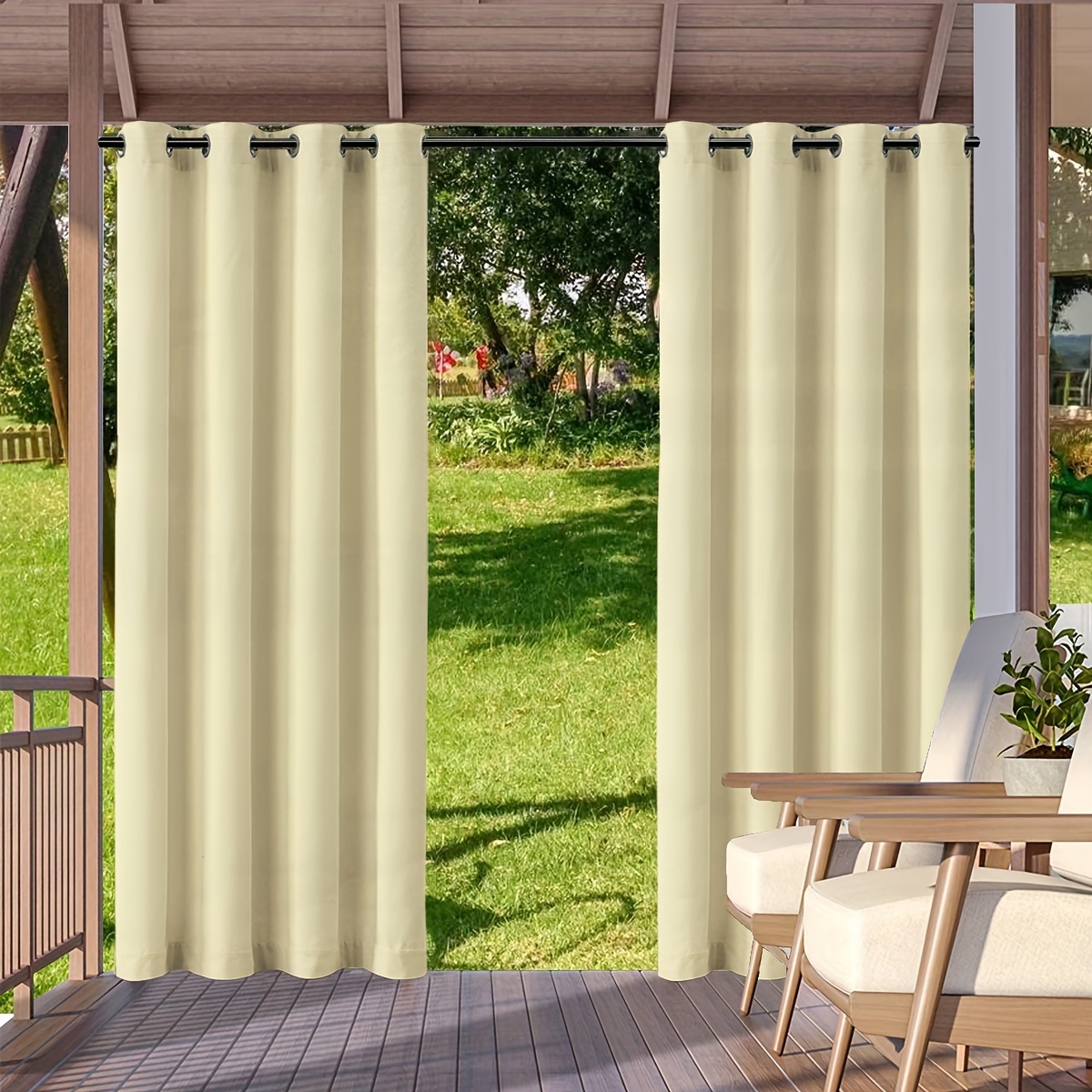 

Premium Waterproof Outdoor Curtain - Cream, 52x84 Inches, Grommet Top For Easy Hanging, Privacy & Weather Protection, Patio & Cottage Decor