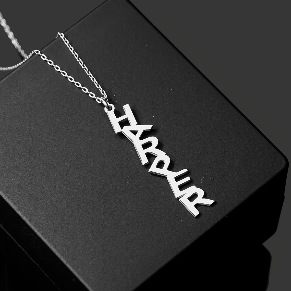 Stainless Steel Custom Golden Single Circle Large Letter Name Necklace, Personalized Fashionable Simple Cute Private Custom Vertical Letter Nameplate Pendant Necklace, Women's Jewelry, Accessory