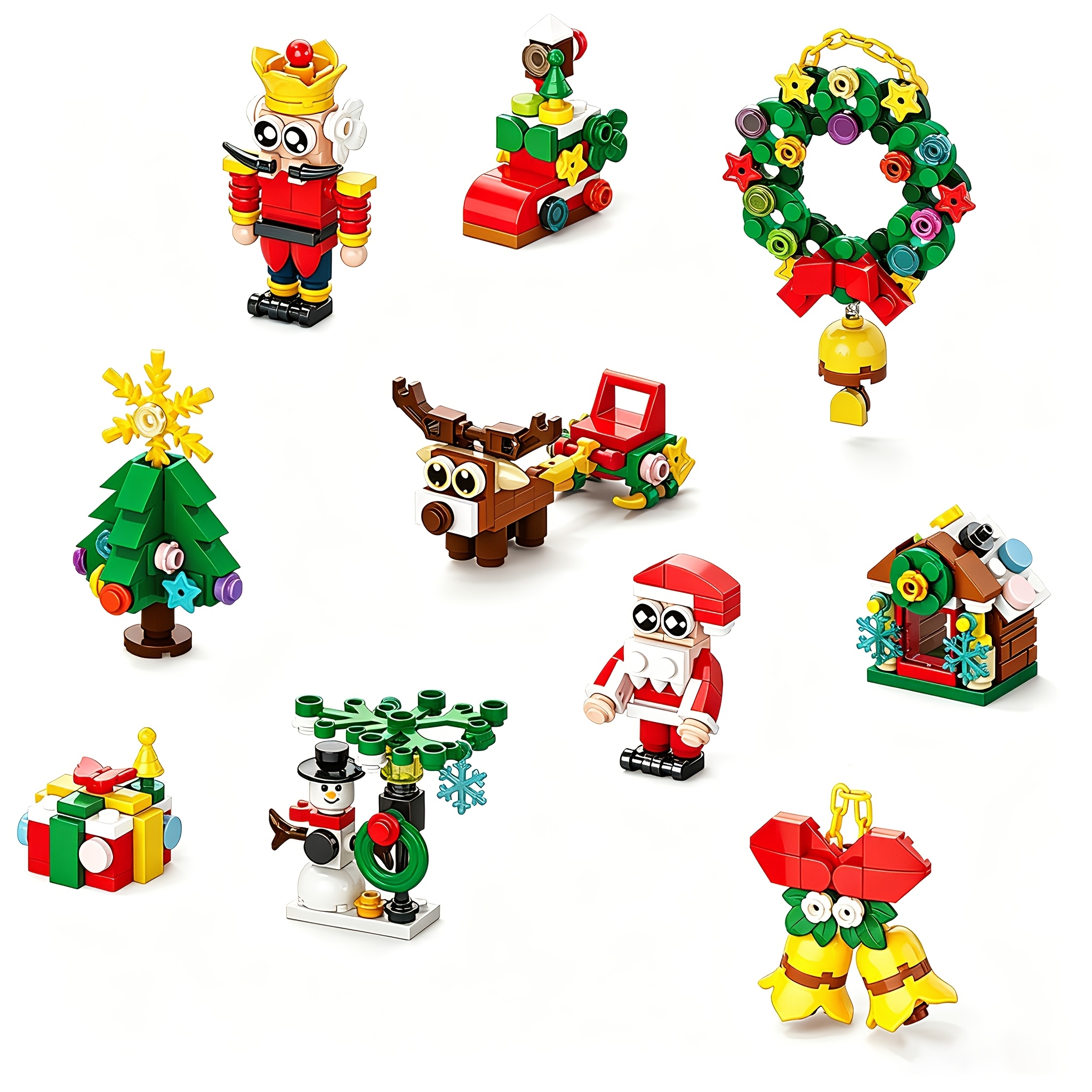 TEMU Weihnachts-Szenen-Baustein-Set, Mini-Partikel-Feiertagsdekoration-, Weihnachtsmann- und Schneemann-Modell, Weihnachtsgeschenke und