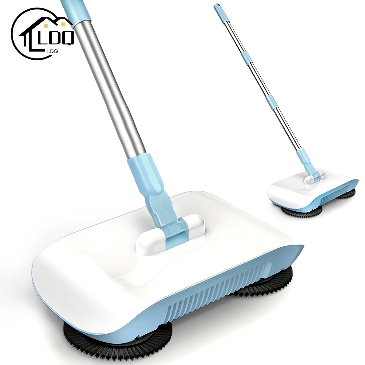 

1pc Ldq 2-in-1 Handheld Automatic Sweeper And Mop - Synthetic Fiber , Dustpan, Ideal For Hard Floors, Blue