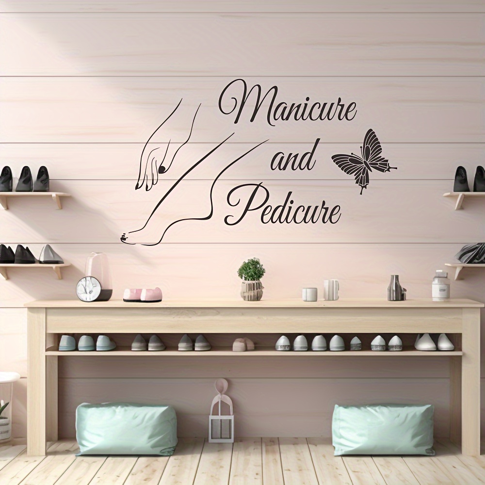 

Elegant Manicure And Pedicure Wall Decal Set, Nail Salon & Spa Inspired Wall Art, Beauty Salon Hands And Feet Massage Design Decor