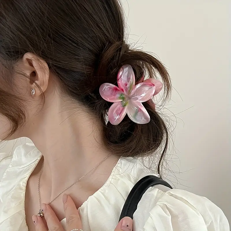 12pcs elegant floral hair clips for women marbled pastel flower hairpins plastic hair accessories for valentine s day gifts casual formal events 14 Product details 2