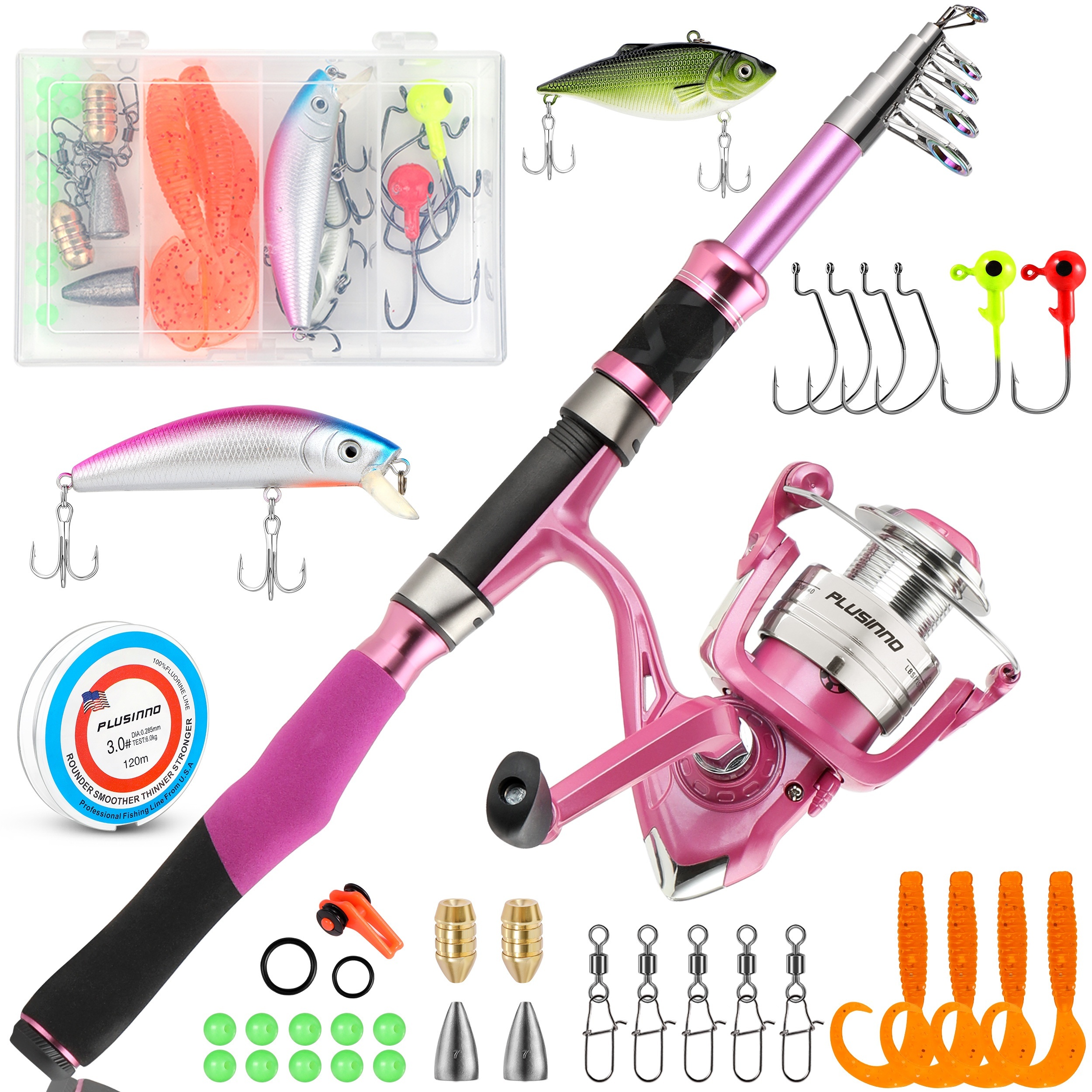 

Ladies Telescopic Fishing Rod And Reel Combos, Fishing Pole Pink For Ladies Fishing Girls Fishing Pole By Plusinno