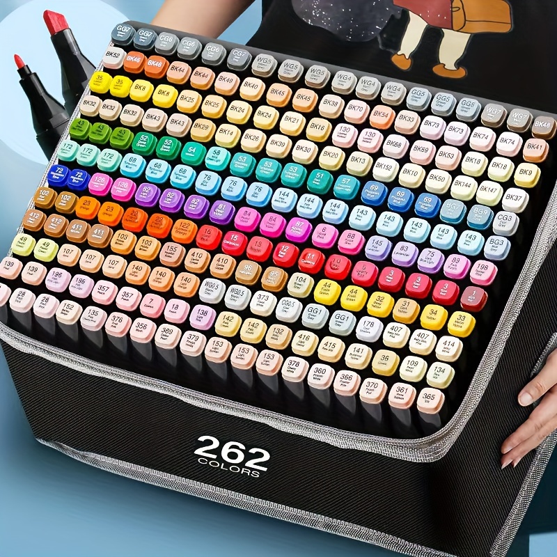 

262/204/168/120/80/60pcs Art Marker Pen Set Multi Color Alcoholicmarkers Dual Tip Marker Pen Set Foroffice & School Supplies, , Christmas Decoration Christmas Gifts