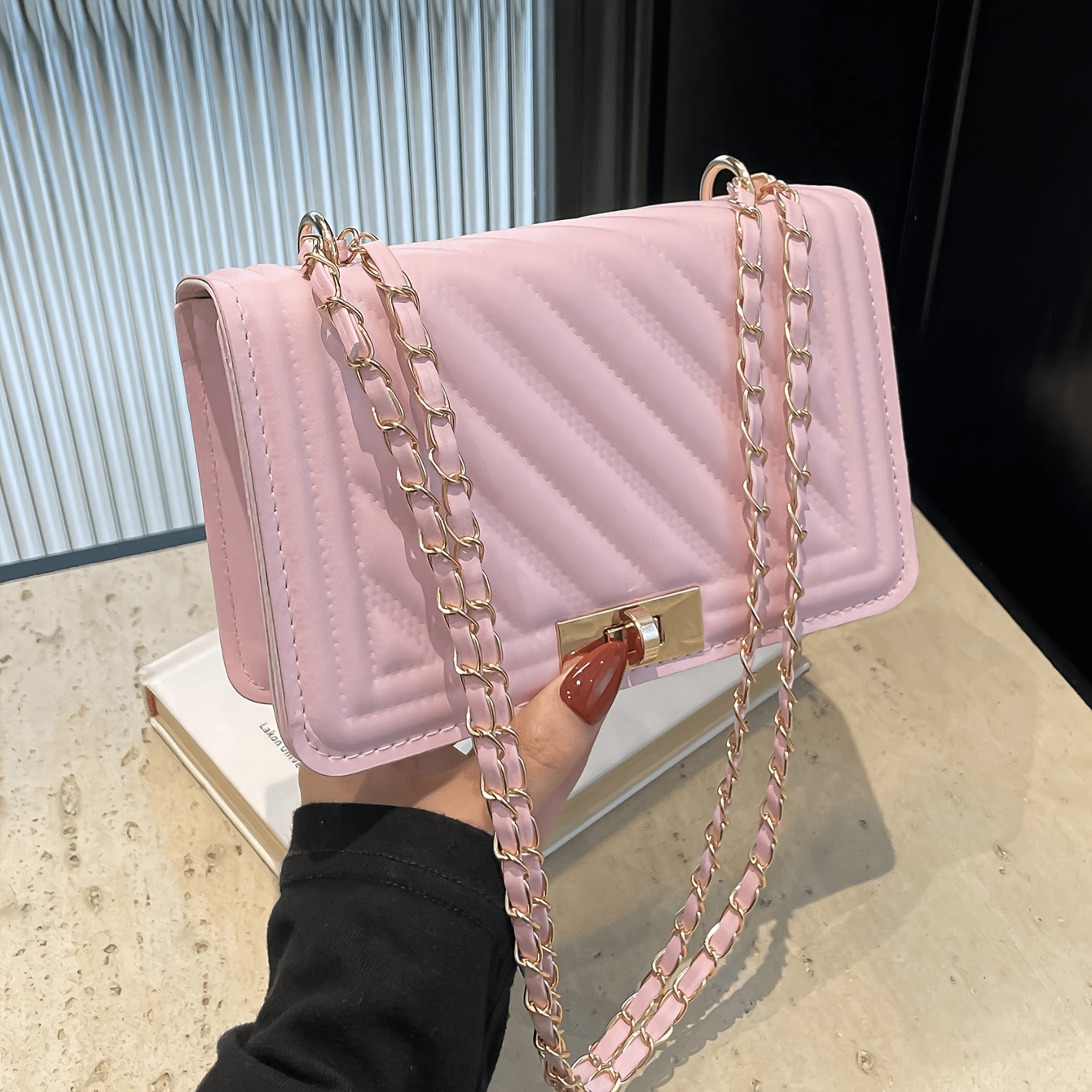TEMU Women's Crossbody Bag, Fashionable New Solid Color Pu Embossed Mini Shoulder Bag, Street Commute Crossbody Bag, Minimalist Women' Square Bag