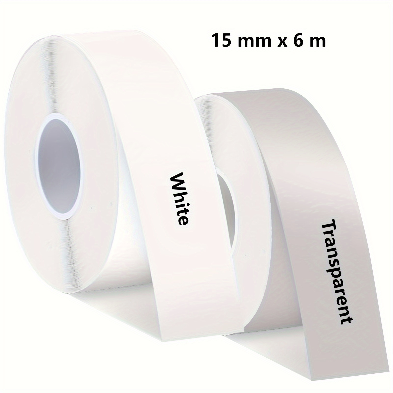 

Continuous Roll Label Paper: Heat Sealable, Waterproof, Self-adhesive, Compatible With Label Makers, Reusable, White (15 Mm X 6 M)