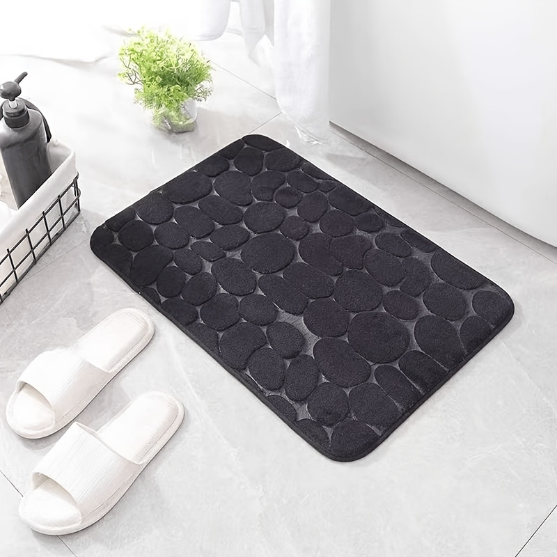 TEMU 1pc Cobblestone Embossed Bath Rug, 100% Polyester, Soft, Absorbent, Non-slip, Washable, Paraben-free, With Ideal For Shower And Bathroom Decor,