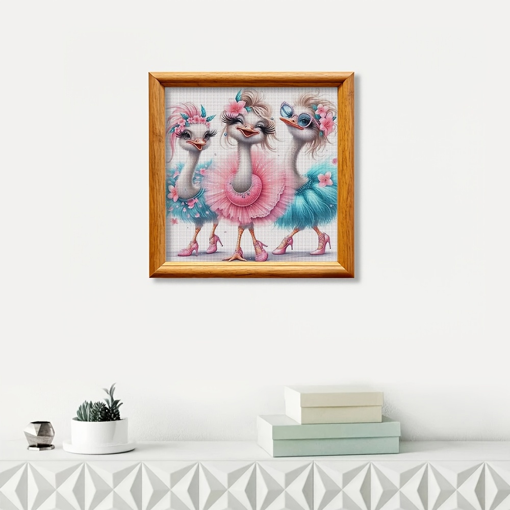 Ballet Ostrich Theme Printed Cross Stitch Kit