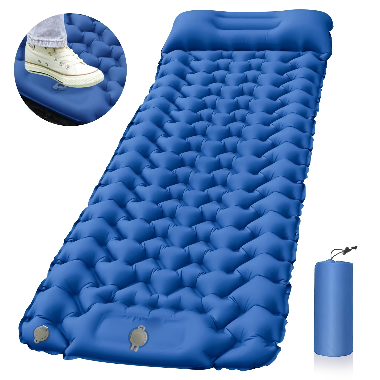 

Easy-inflate Camping Mattress With Built-in Pump - Waterproof, Lightweight & Foldable Sleeping Pad For Outdoor Adventures, Includes Carry Bag