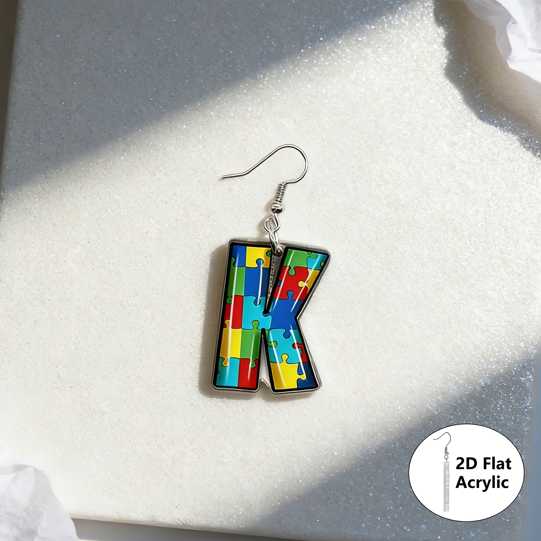 Cute "OK" Autism Puzzle Acrylic Cartoon Earrings