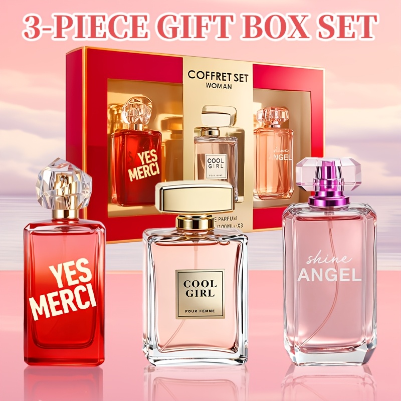 3-piece set, women's eau de parfuma spray gift box, long lasting