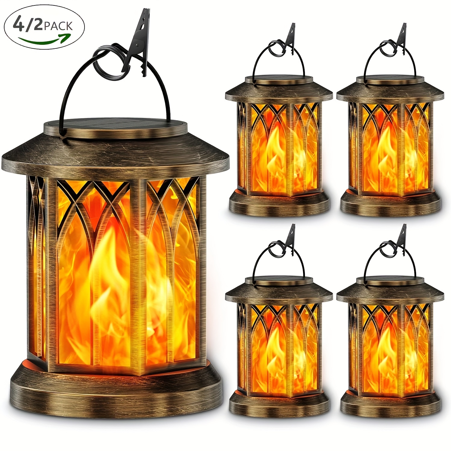 hanging solar lanterns lights outdoor flickering flames solar lantern lights outdoor 2 4 pack solar hanging lights outdoor auto on off solar lantern for yard garden decor christmas decorations halloween decorations bronze black