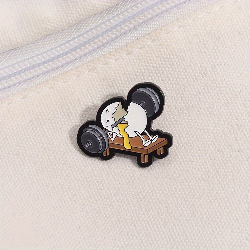 

Qihoo Whimsical Weightlifting Egg Enamel Pin - Quirky Cartoon Brooch For Jackets & Backpacks, Alloy, Perfect Gift For Friends