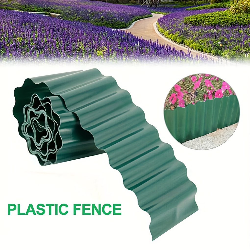 

1pc Imitation Stone Effect Garden Guardrail, Corrugated Pp Plastic Border Fence, Pastoral Green Lawn Edging, Outdoor Landscaping Decoration