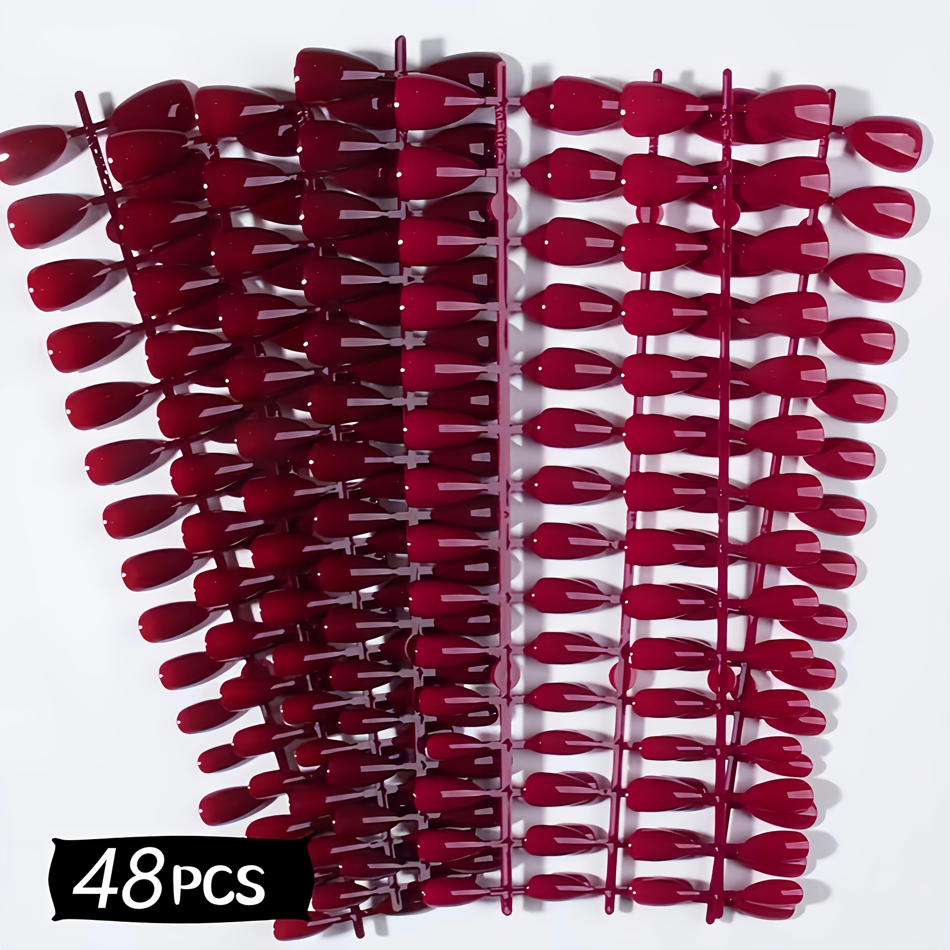 TEMU Ensemble de 48 faux ongles courts ovales et rouge vin, parfait pour les fêtes d'année des femmes et la décoration facile de des ongles
