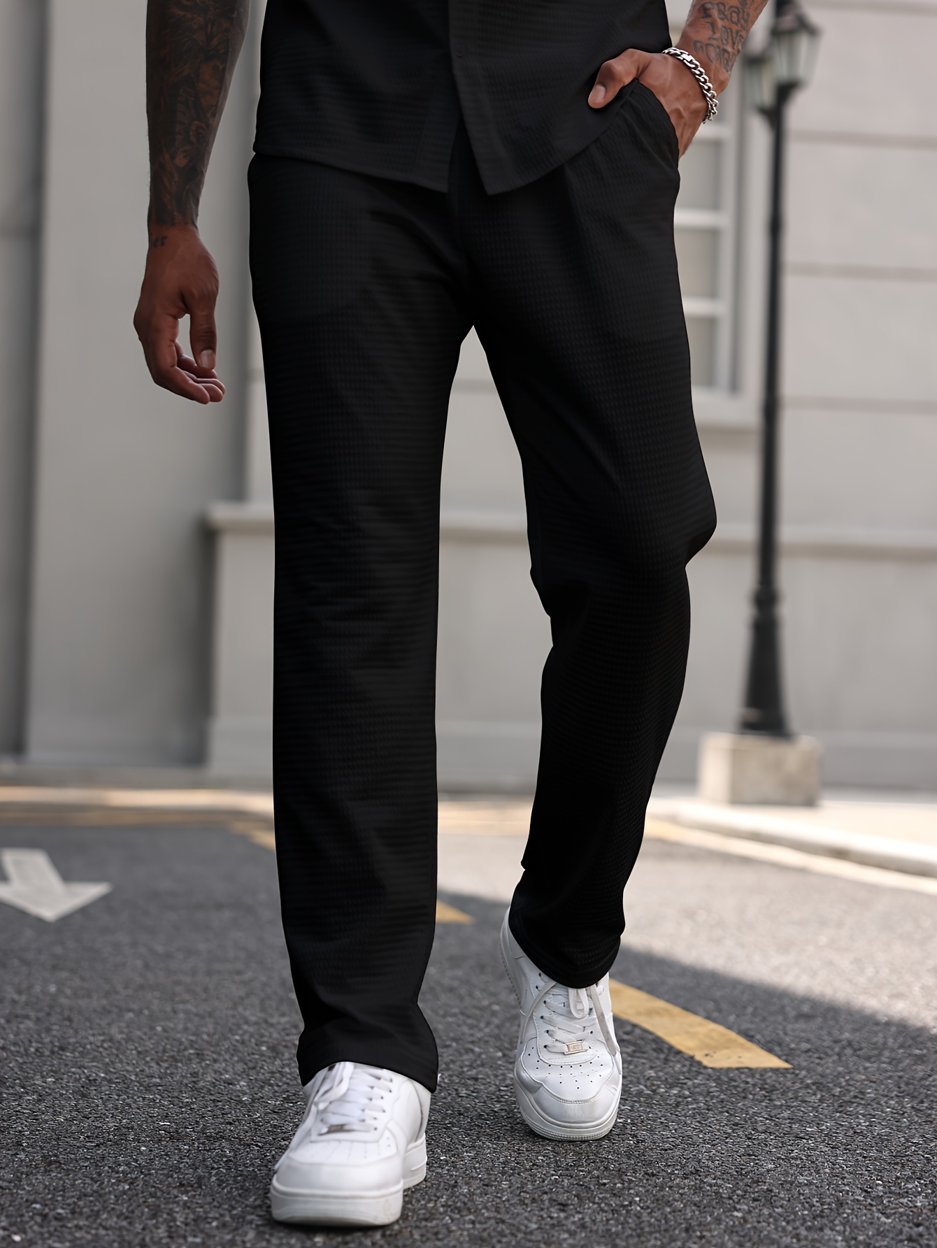 men' color bubble textured straight leg pants casual - Temu