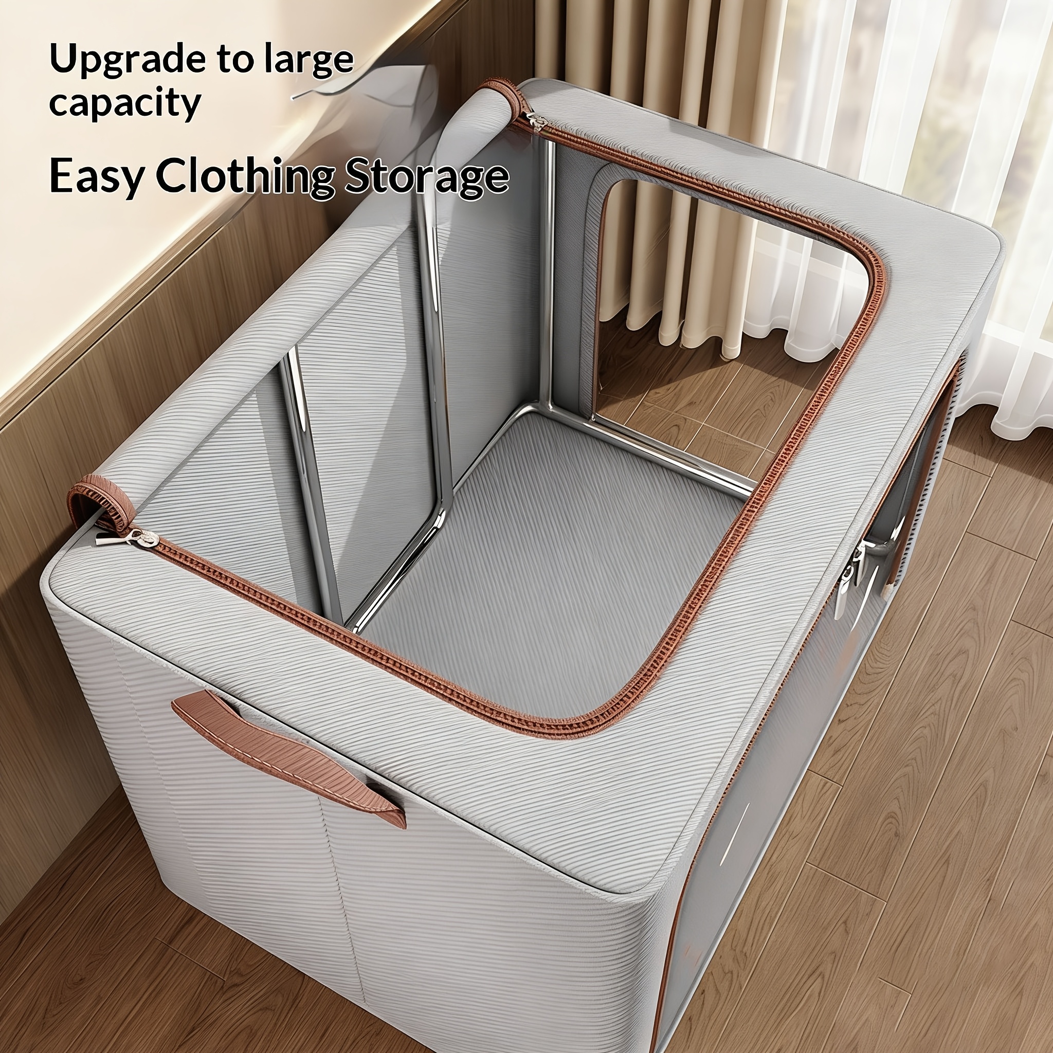 Foldable Storage Box with Lid, Stackable Design