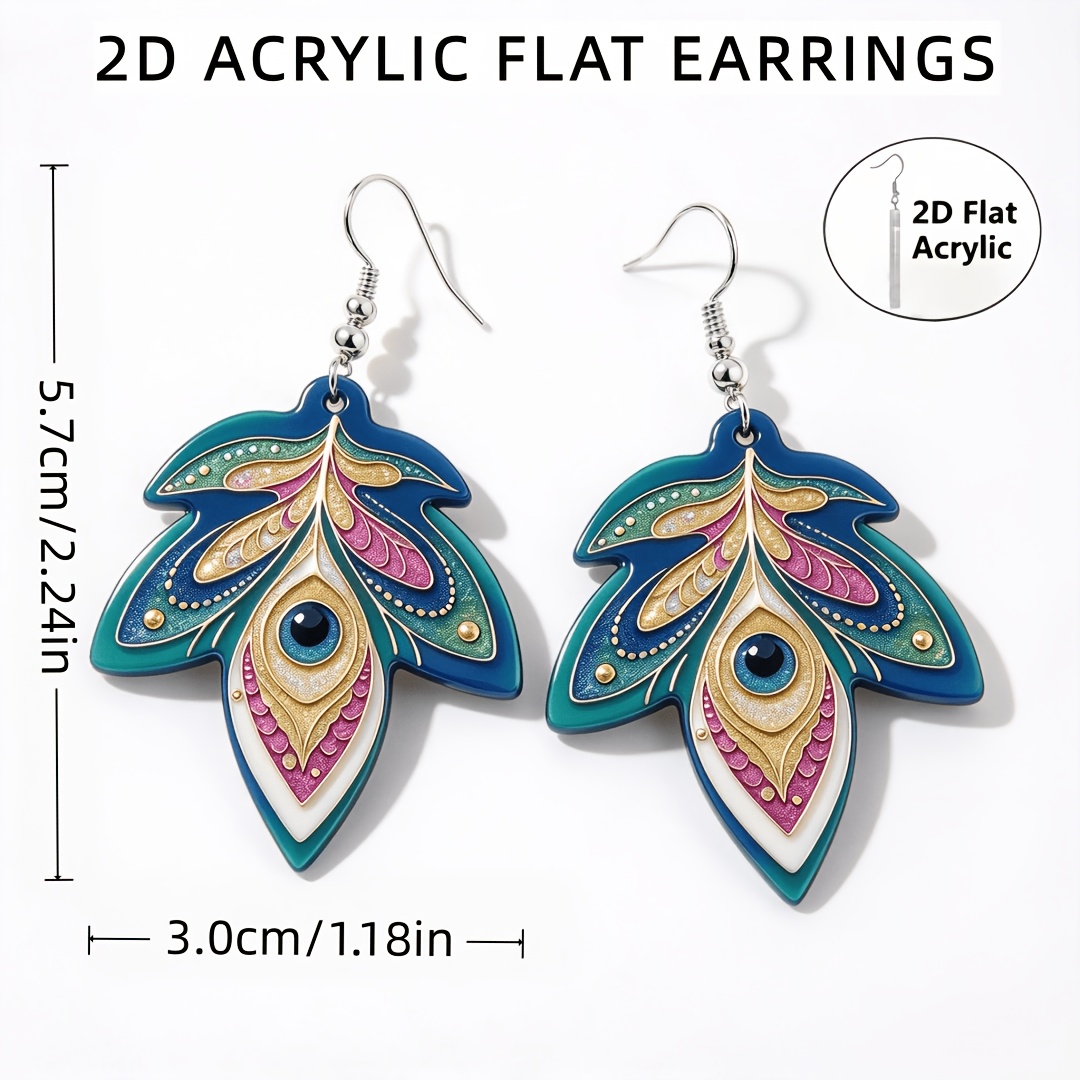 Women's Boho Retro Peacock Feather Dangle Earrings