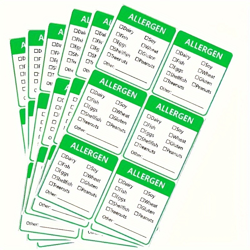 

120pcs Extraordinary Allergen Warning Sticker Labels - 4.72 X 5.08 Cm Green Rotating Labels Allergen Warning Labels
