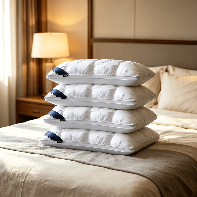 TEMU Set da 4 cuscini da letto di qualit� alberghiera, misura Queen, cuscini di supporto felpati per chi su un fianco, cuscini da letto morbidi,