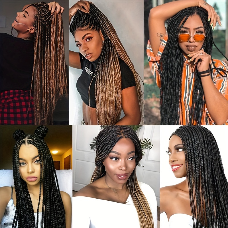 elegant full lace box braided wigs for women 26 inch goddess braids with curly ends high temperature fiber glueless long braided lace wig suitable for all