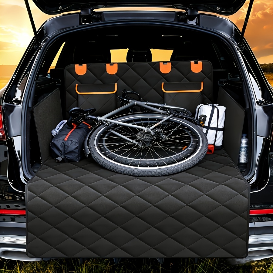 TEMU Suv Pet Car Trunk Pad With Side Protection Wings And Rear Seat Storage Function, Anti Slip And Waterproof Dog Car Rear Seat Protection Pad,