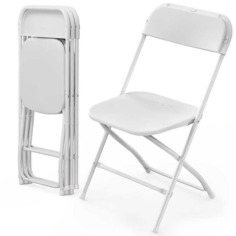 TEMU 6pcs\10pcs White Plastic Folding Chair Indoor And Outdoor Portable Stackable Commercial Seating, , 350lb Load Capacity, Suitable For Wedding Party Picnic Kitchen Dining