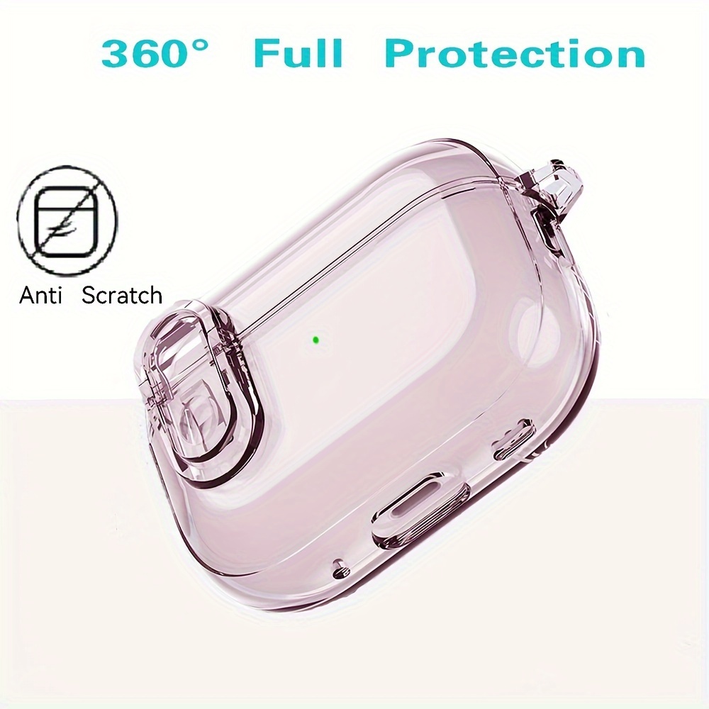 

For Airpods Protective Case With Lock Clip, Shockproof Tpu Transparent Earbud Cover With Carabiner, Full , Anti-scratch Non-yellowing Soft Case For Airpods 1, 2, 2