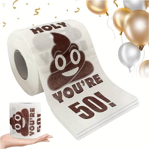 50th birthday celebration novelty toilet paper roll turned 50 decorate bathroom tissue paper milestone birthday party with prank gift no battery no feathers 1 wrap