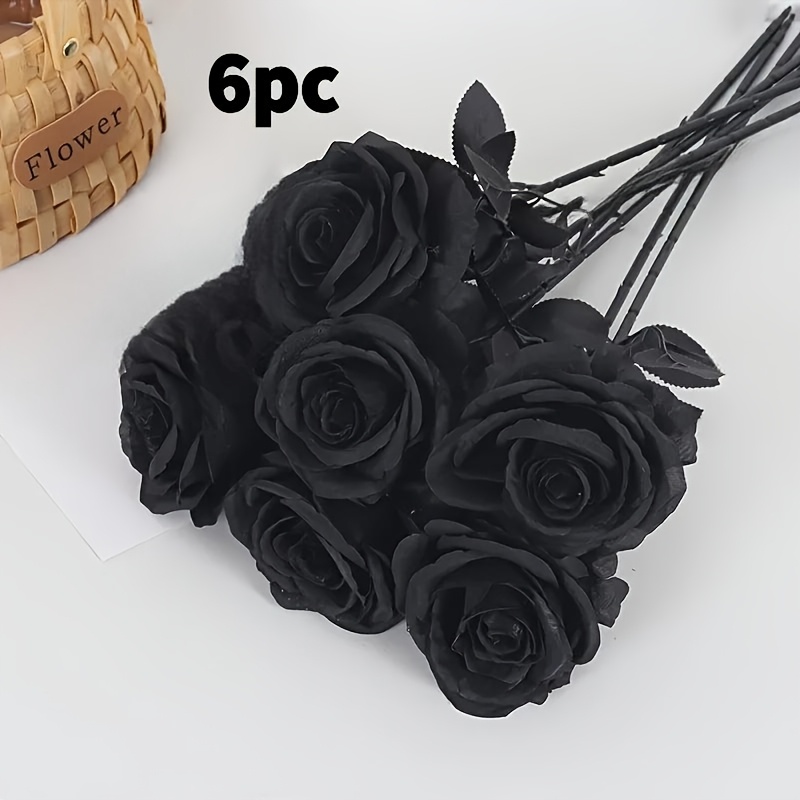 E-shop 6 Stück Elegante Schwarze Rosen Künstliche Blumen - Tafelaufsätze, Hochzeiten und | Langlebige, Vielseitige Bouquets
