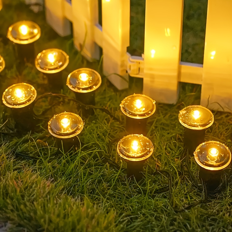TEMU 20 Led Warm Light Solar Ground Lights That Turn On Automatically At Night, Adjustable With 8 Modes, Suitable For Outdoor Garden Lawn Pathway