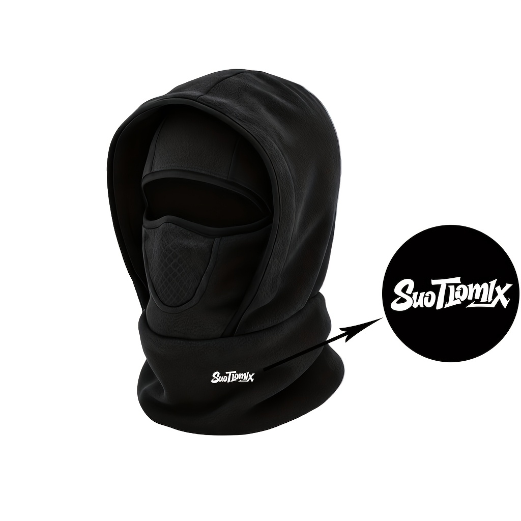 TEMU Bonnet d'extérieur d'hiver double épaisseur à doublure thermique pour homme, couverture intégrale des oreilles, du cou et du visage, coupe-vent