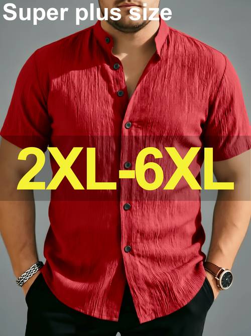 obm plus size mens summer shirt 2xl 6xl summer plus size mens shirt henley t shirt stand up collar shirt lightweight breathable low maintenance beach vacation casual formal pool parties and daily casual occasions