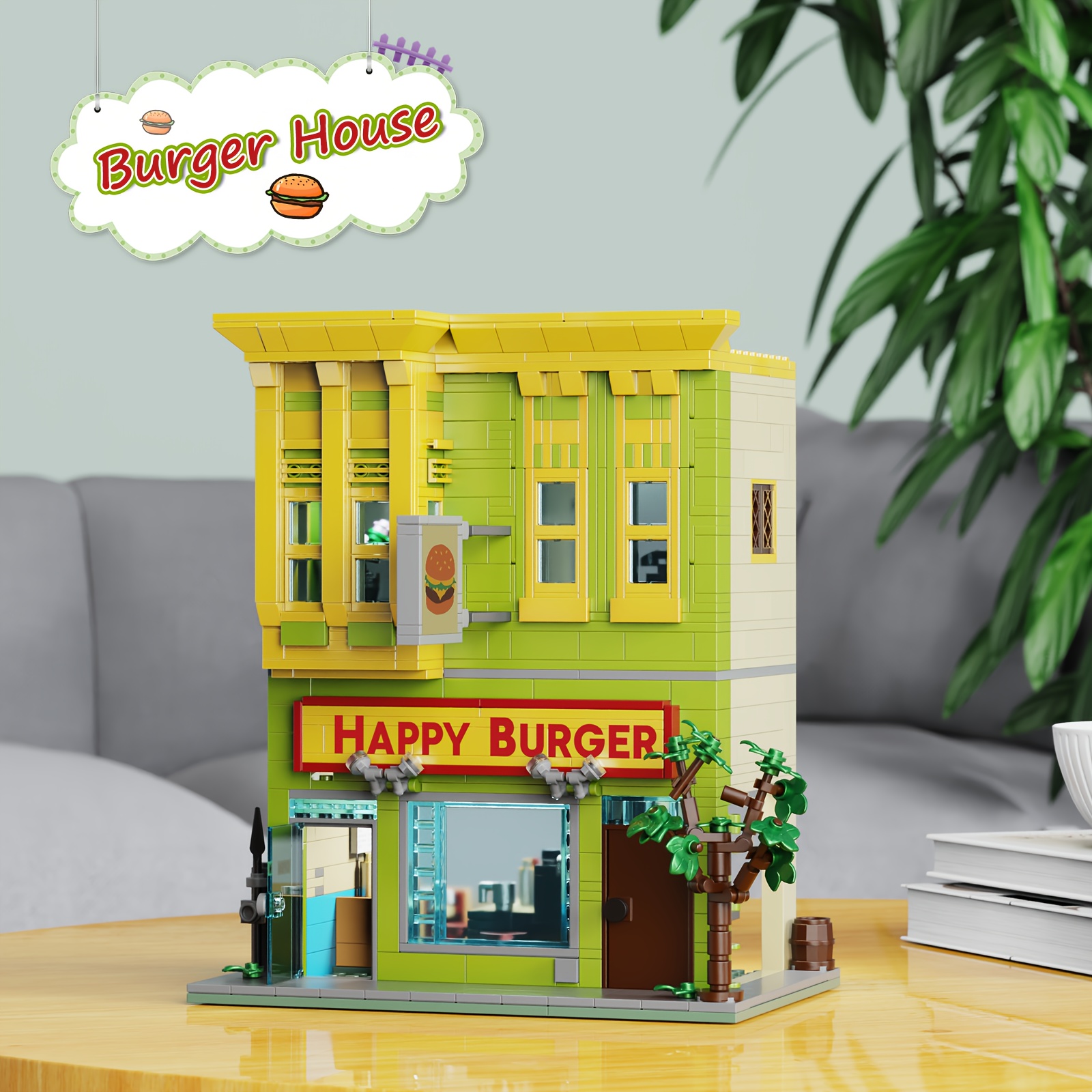 1018pcs Popular Movie Animation Architecture Burger House Model Building Blocks Playsets Puzzle Puzzle Building DIY Kits Decoration Collectibles Handmade Holiday Surprise Toys Fan Favourite Gifts