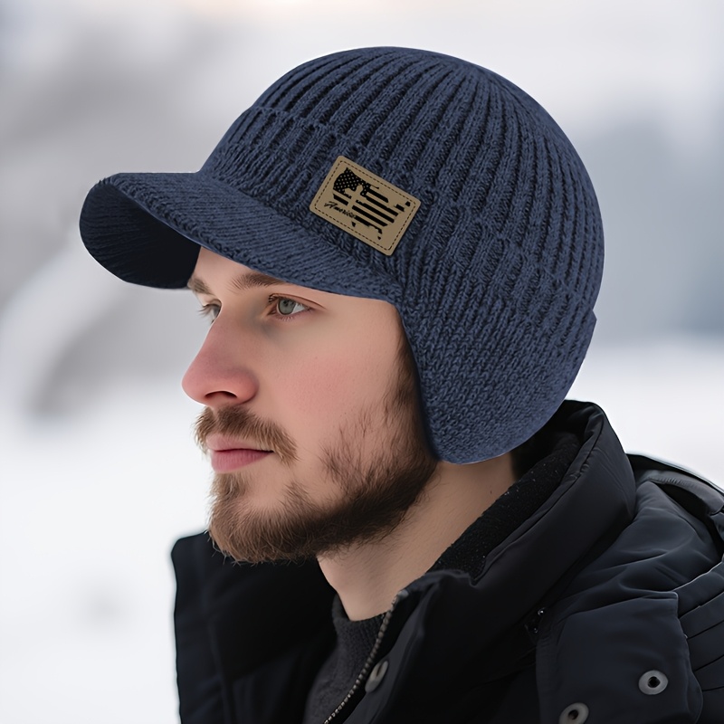 Image of Winter Hat With Brim, Fashionable For Sports And Outdoor Activities, Ear-protecting Style, For Daily Casual Wear, Warm And Plush-lined Thick Hat