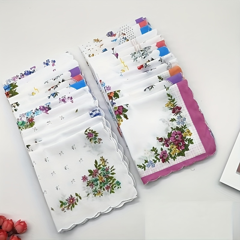 

10pcs Retro Floral Handkerchief, Small Pocket Square, Men's Gift