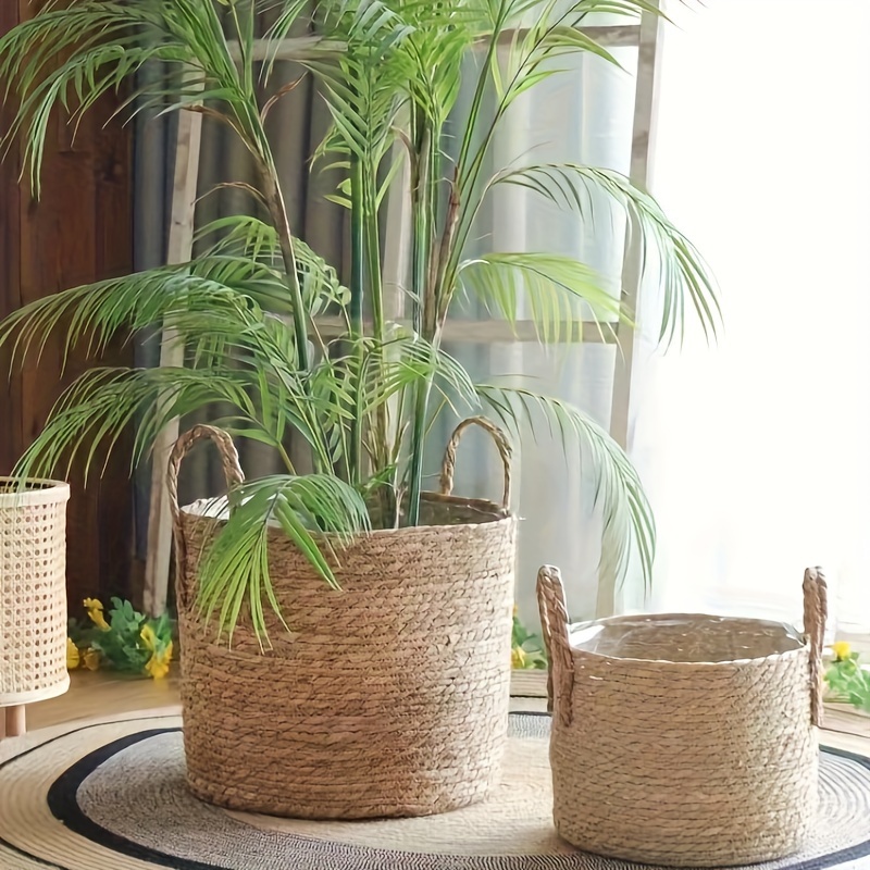 

1pc, Nordic Flower Pots, Flower Baskets, Woven Circular Paradise Birds, Turtle Backed Bamboo, Special Large Rattan Woven Baskets, Grass Woven Seaweed Woven Large Plant Baskets
