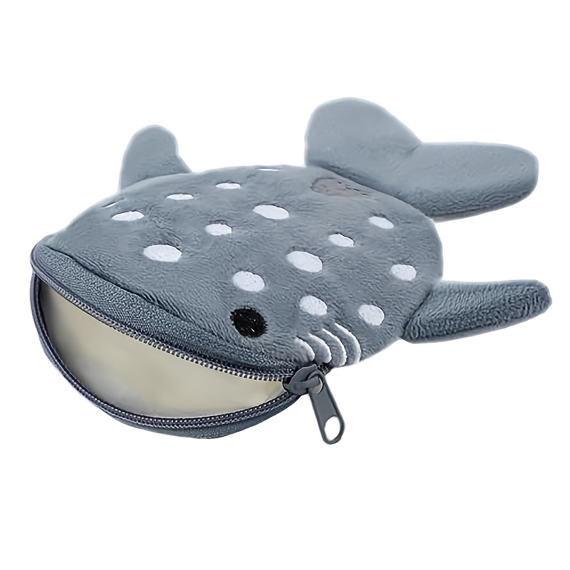 TEMU Adorable Whale Shark Plush Wallet, Cute Purse For Women And Teen, Organizer Bag For Lip Balm Cash Cards Keys Earbuds, Lightweight Travel